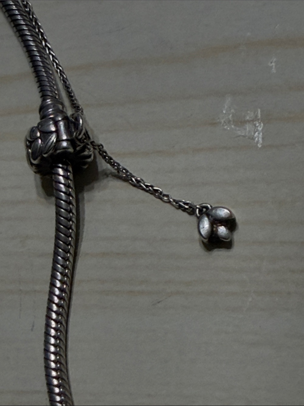 Pandora Sterling Silver Heart Charm Bracelet with Safety Chain Chain - Picture 5 of 5